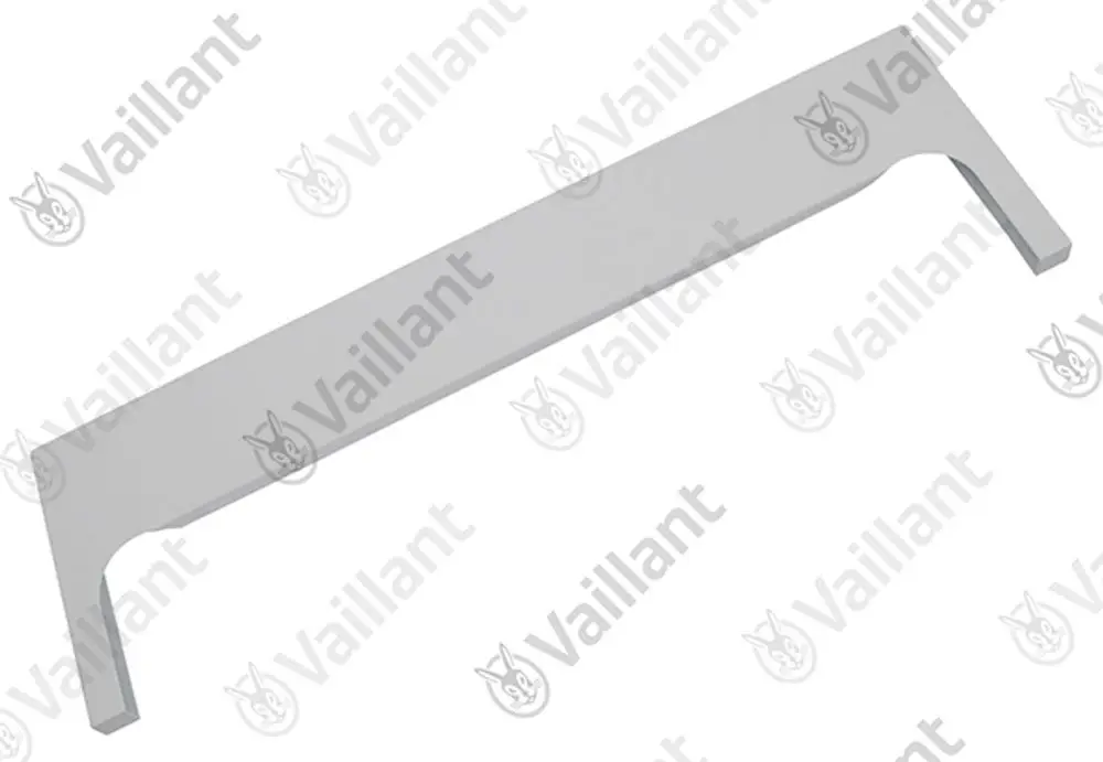 Vaillant Abdeckung in schmaler, flacher Form, mit Einkerbungen an beiden Enden, zur Verwendung in Heizsystemen.